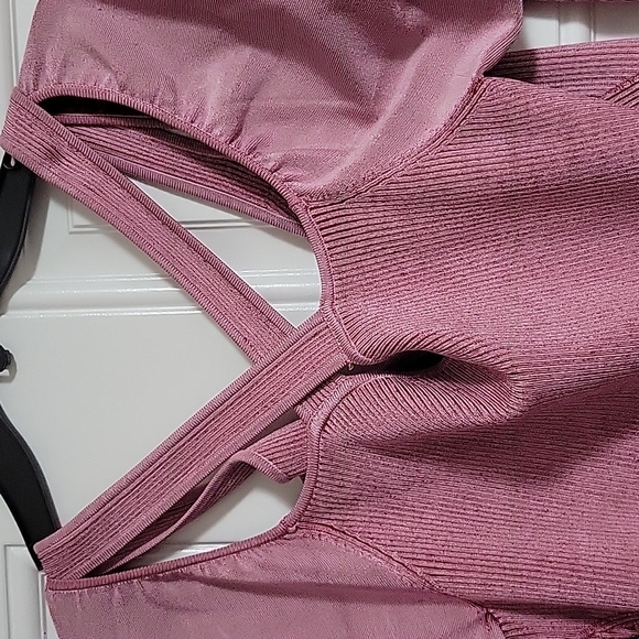Bebe Dusty Pink Knit Dress Criss Cross Straps XLARGE - Picture 7 of 9